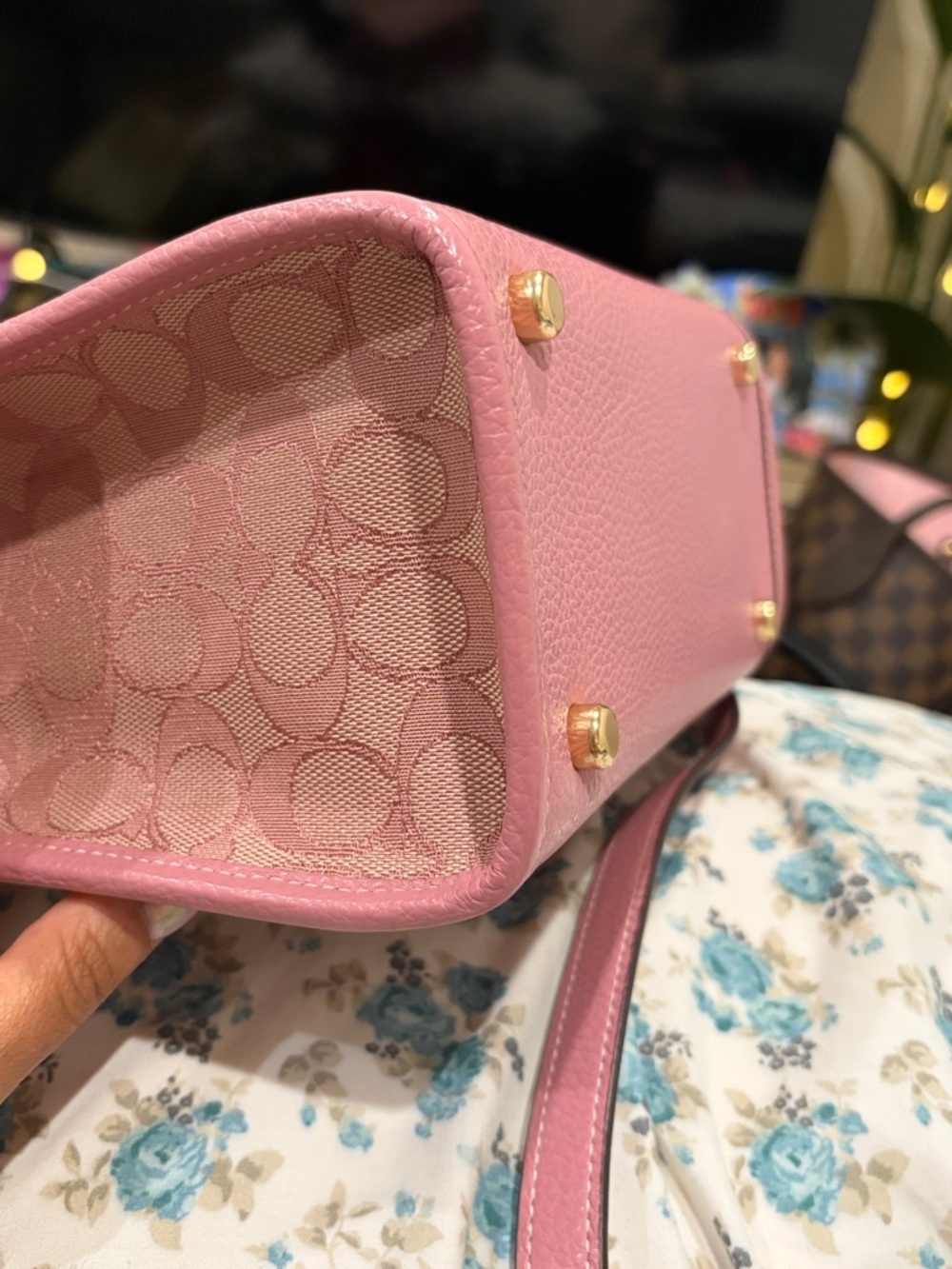 Coach Dempsey Signature Jacquard Mini Satchel (Pink) - Picture 15 of 17